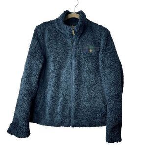 Pendleton Fuzzy‎ Fleece Jacket Full Zip Plaid Pocket Cozy Warm Blue M/M